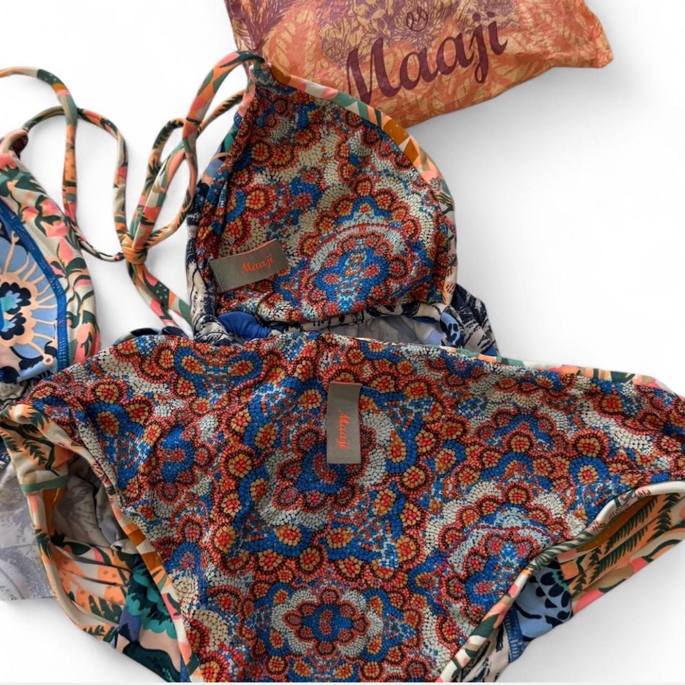 Maaji Blue and Orange Floral Bikini Set - Picture 5 of 6